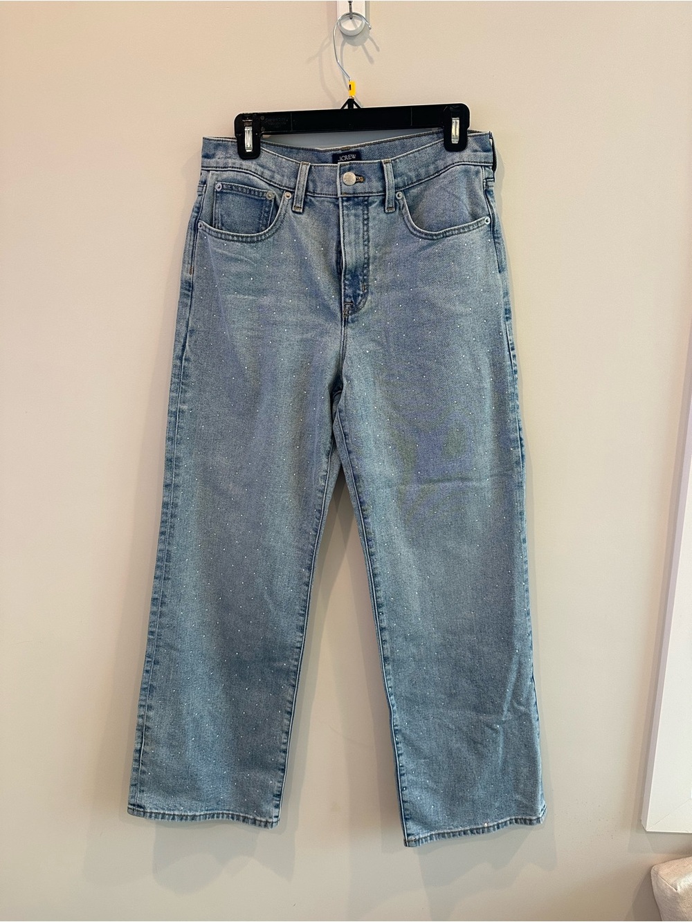 J. Crew Factory Light Blue Straight-Leg Jeans with Sparkle
